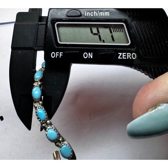 Vintage Sterling Silver Turquoise Cuff Bracelet 925 Navajo Style Size 6 - Picture 6 of 11